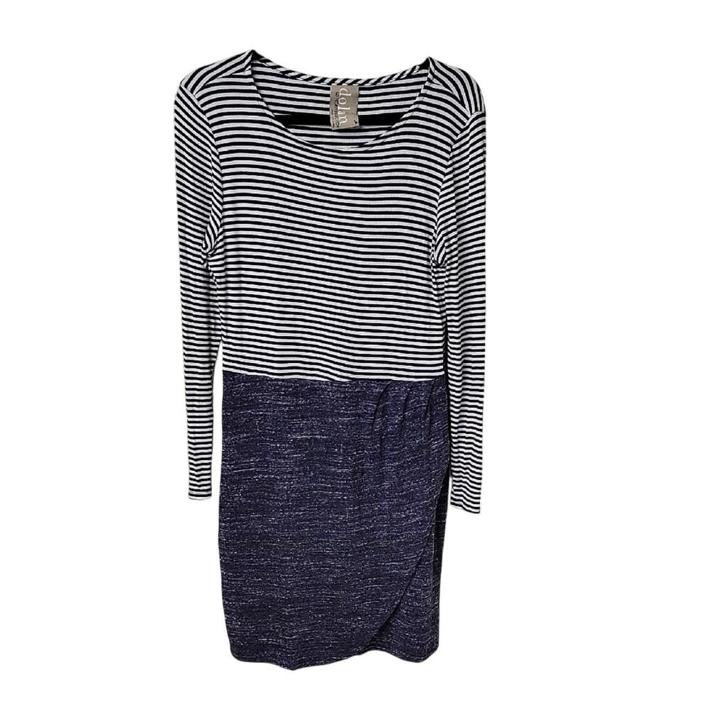 Dolan Left Coast Collection Striped Knit Dress Navy Striped Womens M NWT